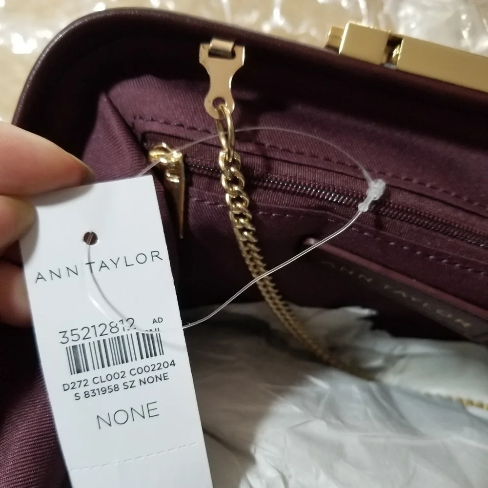 Ann Taylor Soft Frame Clutch Merlot - Picture 12 of 16